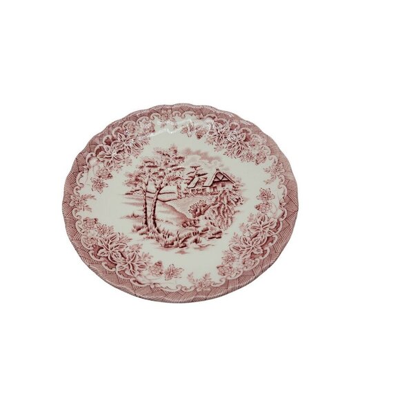 Churchill China 5.5" Appetizer Plate The Brook Cottage Made in England Pink & Wh - Picture 1 of 10